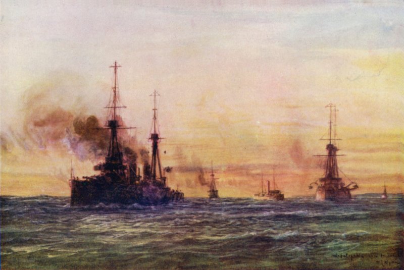 "Indefatigable" och "Invincible", 1911 av William Lionel Wyllie