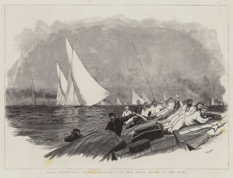 Lord Dunravens Yacht Valkyrie i sina provlopp på Nore av William Lionel Wyllie