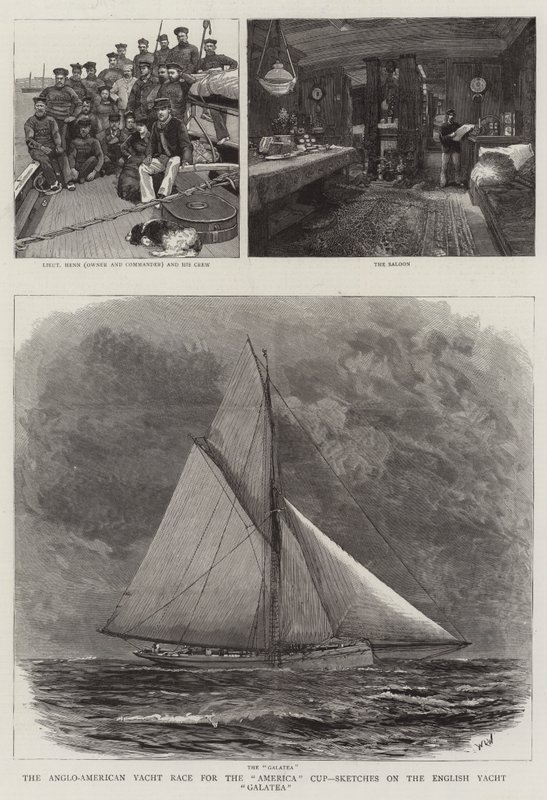 The Anglo-American Yacht Race för America Cup, Skisser på den engelska Yacht Galatea av William Lionel Wyllie