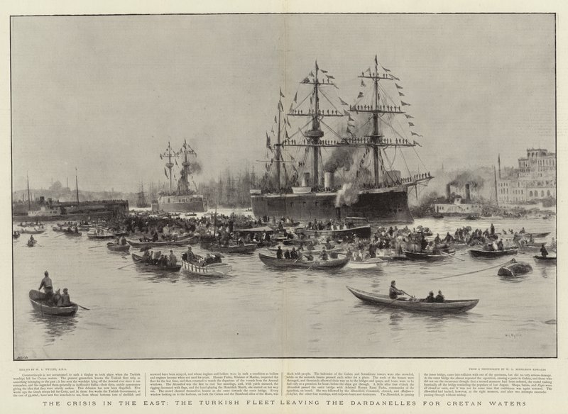 Krisen i öst, den turkiska flottan lämnar Dardanellerna för kretensiska vatten av William Lionel Wyllie