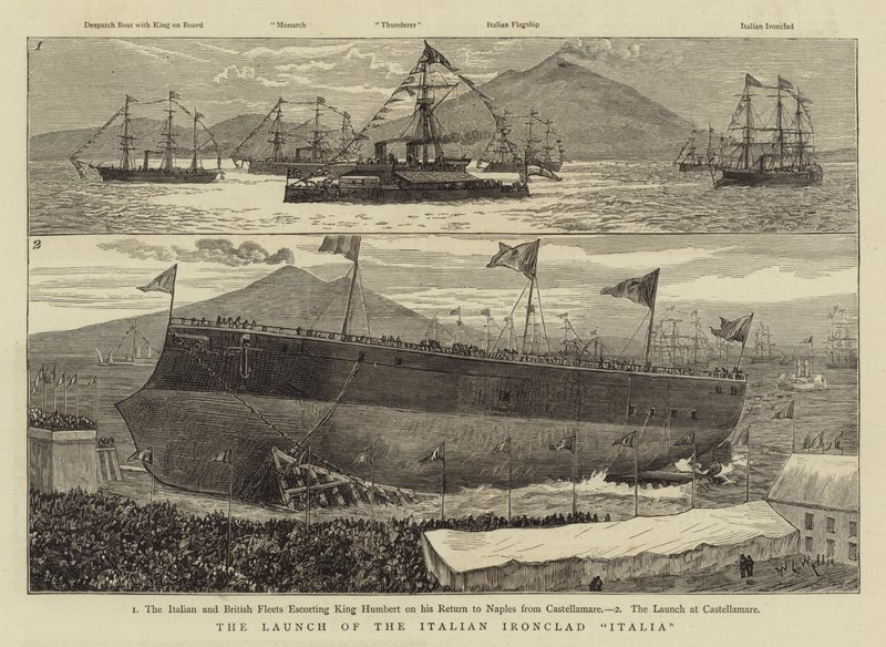 Lanseringen av italienska Ironclad Italia av William Lionel Wyllie