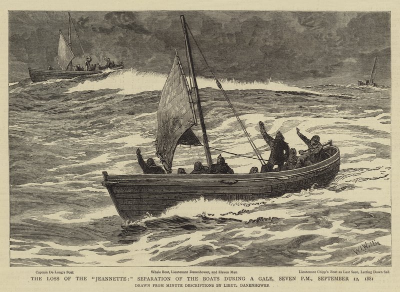 Förlusten av Jeannette, båtarna separerade under en storm, kl. 19.00 den 12 september 1881 av William Lionel Wyllie