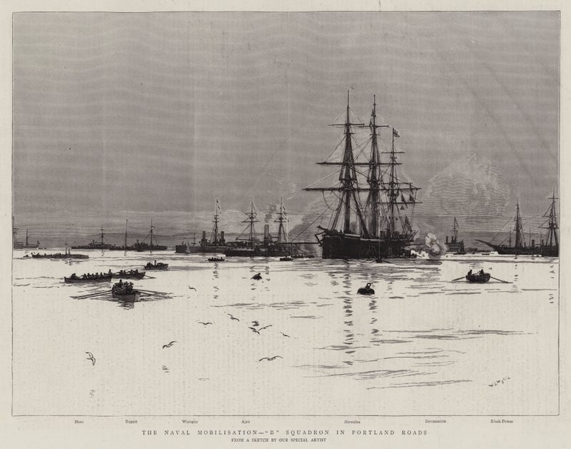 Naval Mobilisation, B-skvadron på Portland Roads av William Lionel Wyllie
