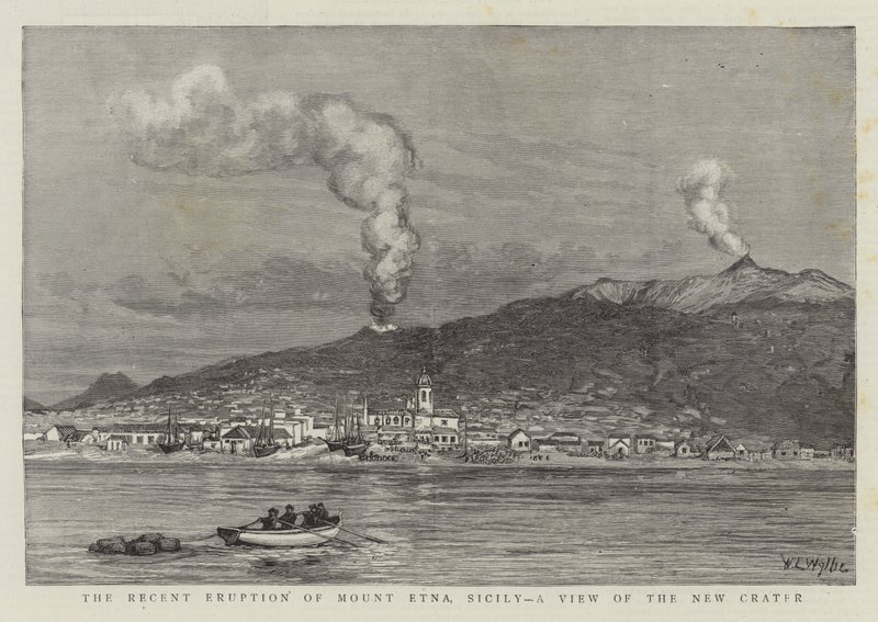 Det senaste utbrottet av Etna, Sicilien, en utsikt över den nya kratern av William Lionel Wyllie