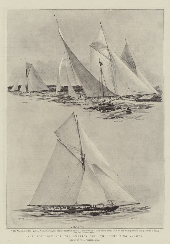 Kampen om America Cup, de konkurrerande båtarna av William Lionel Wyllie