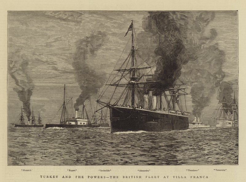 Turkiet och makterna, den brittiska flottan vid Villa Franca av William Lionel Wyllie