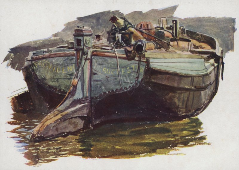 En Thames eller Medway pråm av William Lionel Wyllie