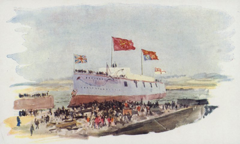 Flyter ut ett slagskepp, Chatham Dockyard av William Lionel Wyllie