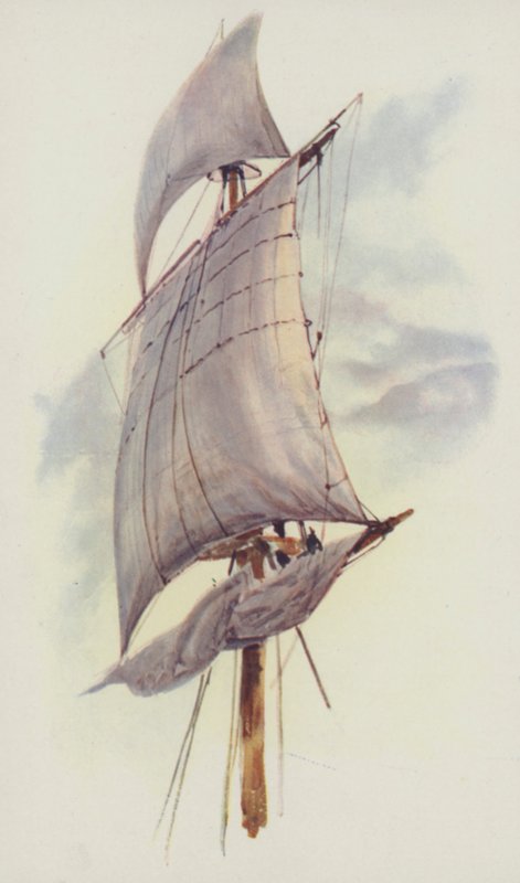 Maintop Sail och Top-Gallant Sail of the Valhalla av William Lionel Wyllie