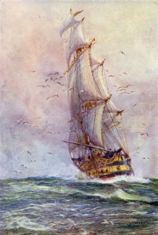 Foudroyanten, ett av Nelsons gamla skepp av William Lionel Wyllie