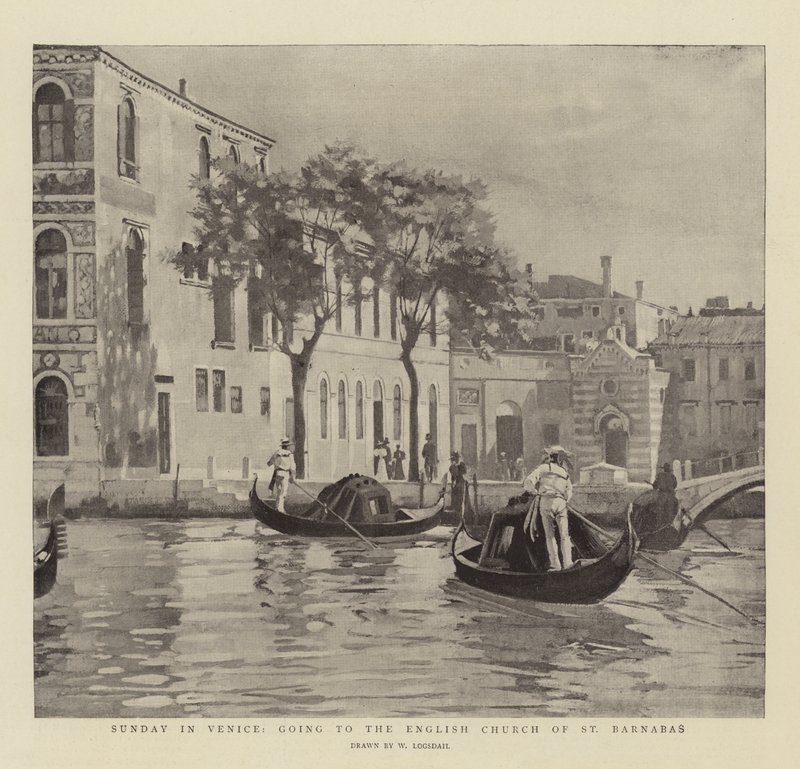 Söndag i Venedig, till den engelska kyrkan St Barnabas av William Logsdail