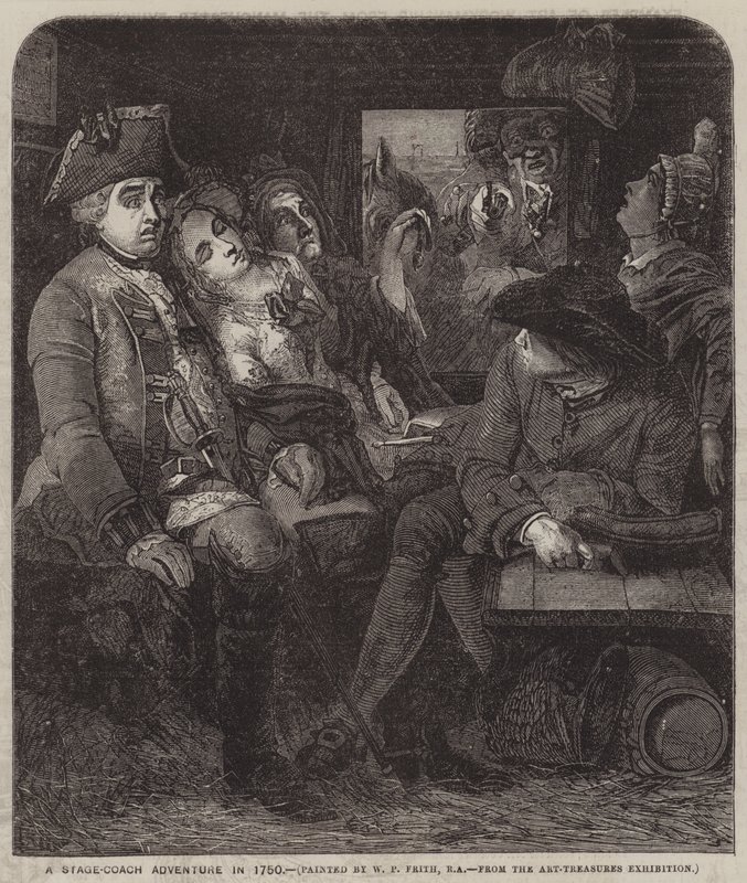Ett scen-coachäventyr 1750 av William Powell Frith