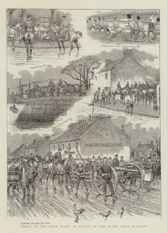Anteckningar vid Sham Fight at Yoker, på Clyde, nära Glasgow av William Ralston