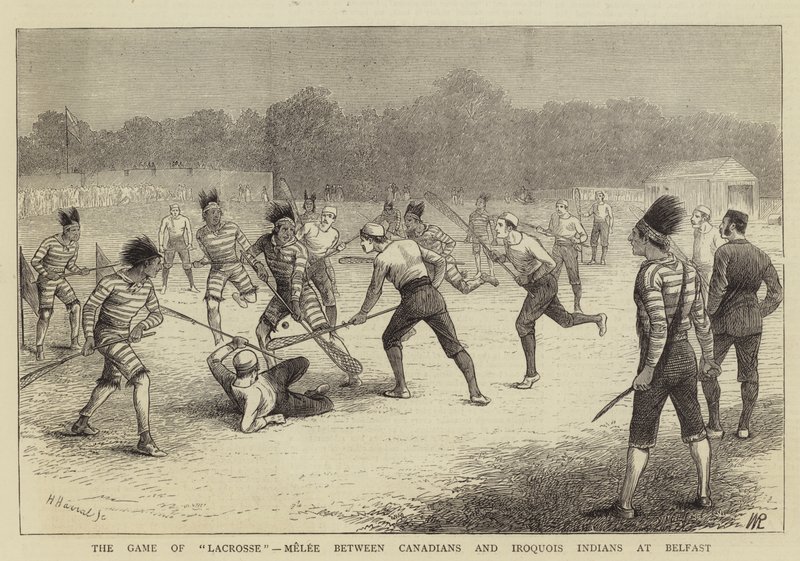 The Game of Lacrosse, Melee mellan kanadensare och irokeser i Belfast av William Ralston