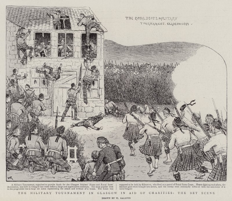 Militärturneringen i Glasgow till förmån för välgörenhet, scenscenen av William Ralston