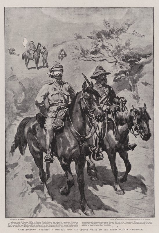 Bär för ögonen och bär ett meddelande från Sir George White till fienden utanför Ladysmith av William Small