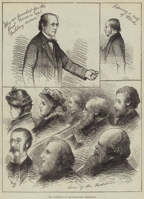 Mr Gladstone i Music-Hall, Edinburgh av William Small