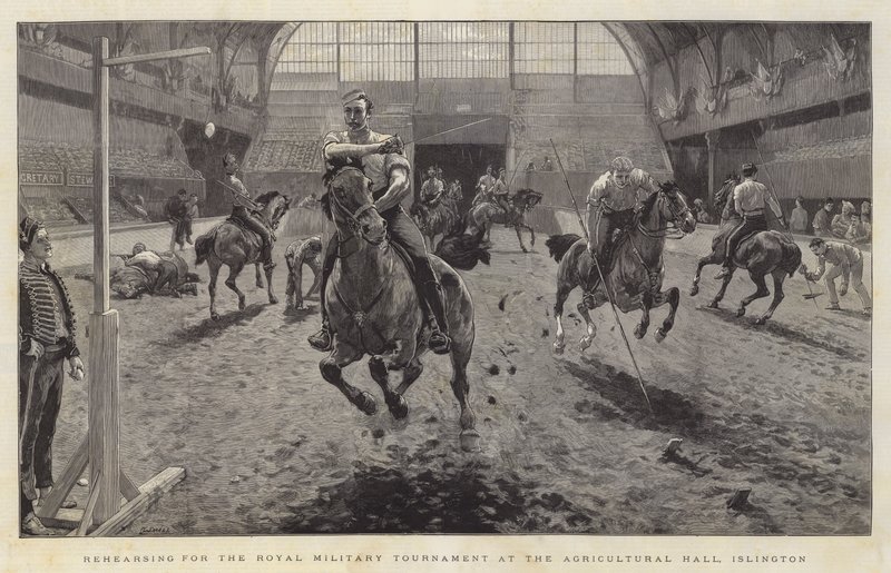 Repeterar inför Royal Military Tournament i Agricultural Hall, Islington av William Small