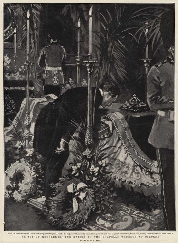 En vördnadsakt, kejsaren i Chapelle Ardente i Osborne av William T. Maud