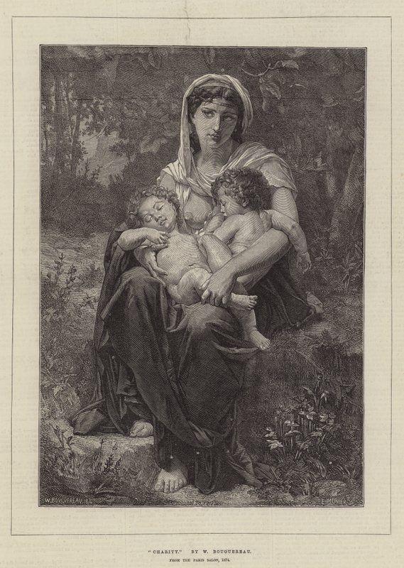 Välgörenhet, från Parissalongen, 1874 av William Adolphe Bouguereau