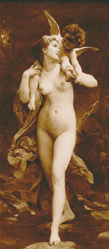 Ungdom och kärlek (fotogravyr) av William Adolphe (after) Bouguereau