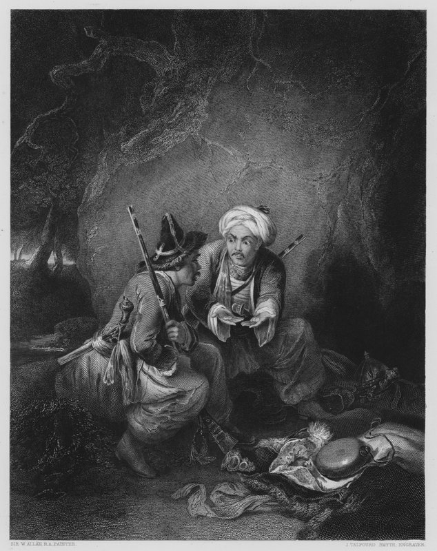 Arabs Dividing Spoil, från bilden i Vernon Gallery (gravyr) av William (after) Allan