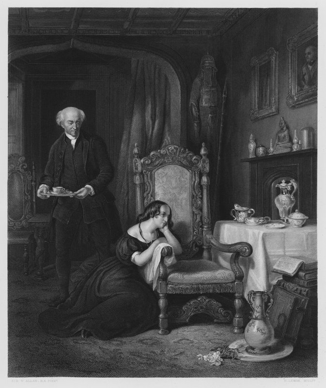 Den tomma stolen, Abbotsford, från bilden i Royal Collection (gravyr) av William (after) Allan