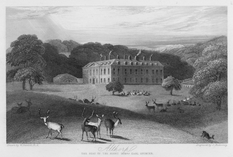 Althorp, sätet för Earl Spencer (gravyr) av William (after) Daniell