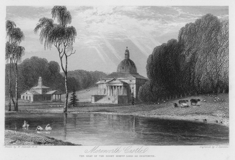 Mereworth Castle, säte för Lord Le Despencer (gravyr) av William (after) Daniell
