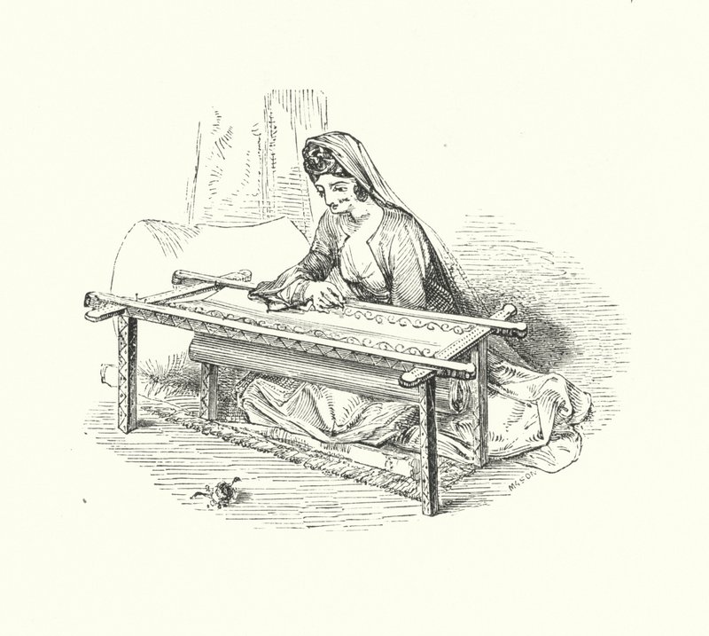 Dambroderi (gravyr) av William (after) Harvey