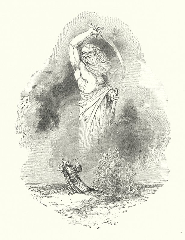 Köpman och Jinee (gravyr) av William (after) Harvey