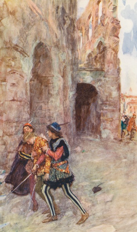 Shakespeares Romeo och Julia: Akt III, Scen I (färglitografi) av William (after) Hatherell