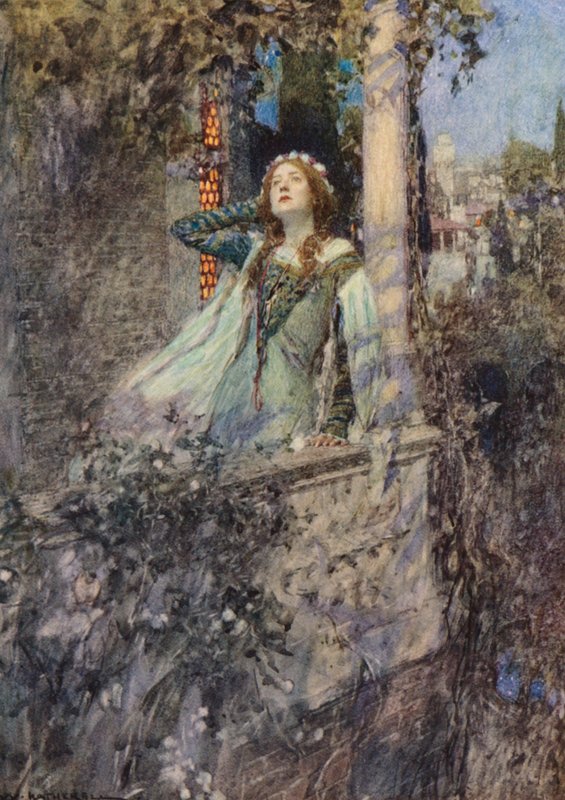 Shakespeares Romeo och Julia: Akt II, Scen II (färglitografi) av William (after) Hatherell