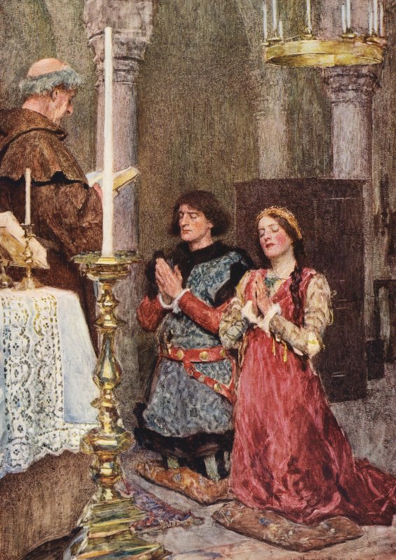 Shakespeares Romeo och Julia: Akt II, scen VI (färglitografi) av William (after) Hatherell