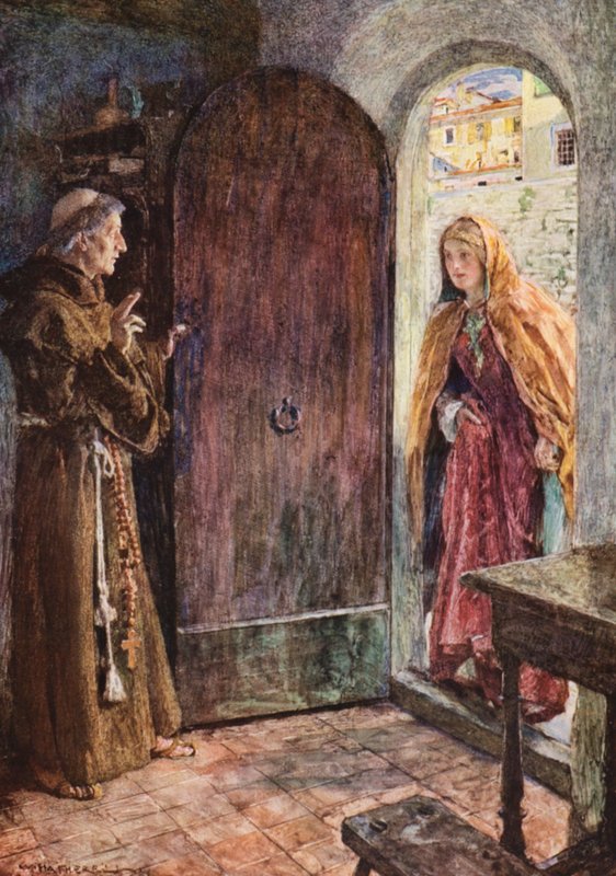 Shakespeares Romeo och Julia: Akt II, scen VI (färglitografi) av William (after) Hatherell