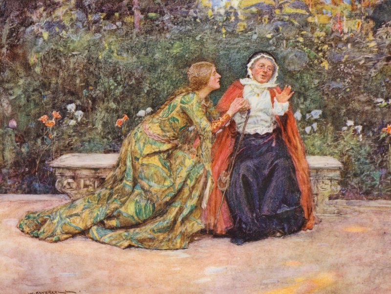 Shakespeares Romeo och Julia: Akt II, scen V (färglitografi) av William (after) Hatherell