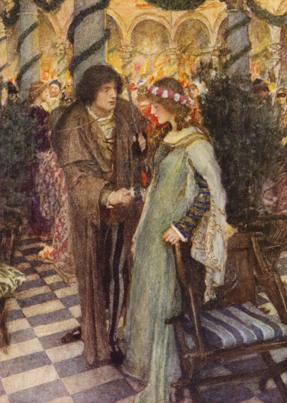 Shakespeares Romeo och Julia: Akt I, Scen V (färglitografi) av William (after) Hatherell