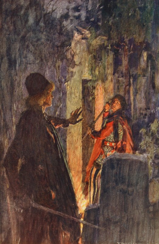 Shakespeares Romeo och Julia: Akt V, Scen III (färglitografi) av William (after) Hatherell