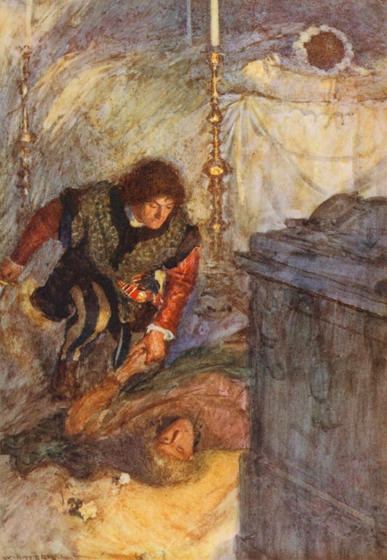 Shakespeares Romeo och Julia: Akt V, Scen III (färglitografi) av William (after) Hatherell