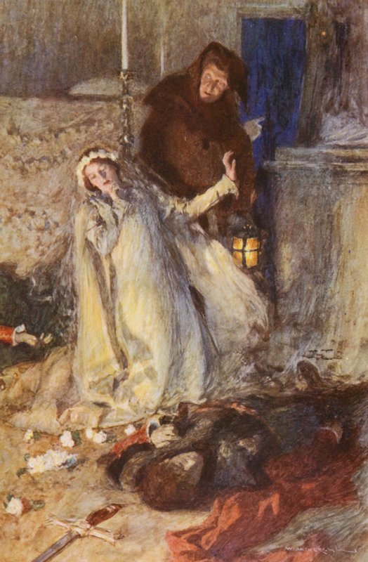 Shakespeares Romeo och Julia: Akt V, scen III (färglitografi) av William (after) Hatherell