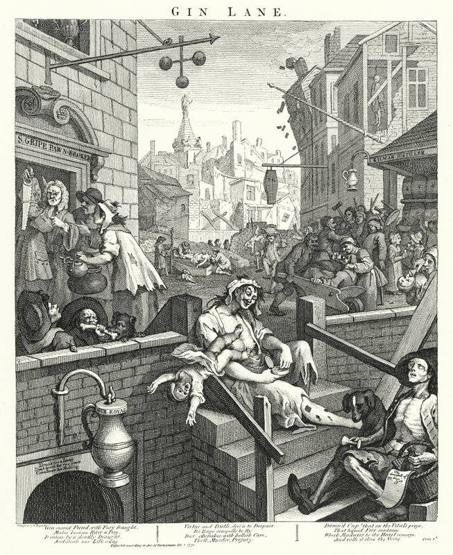 Gin Lane (gravyr) av William (after) Hogarth