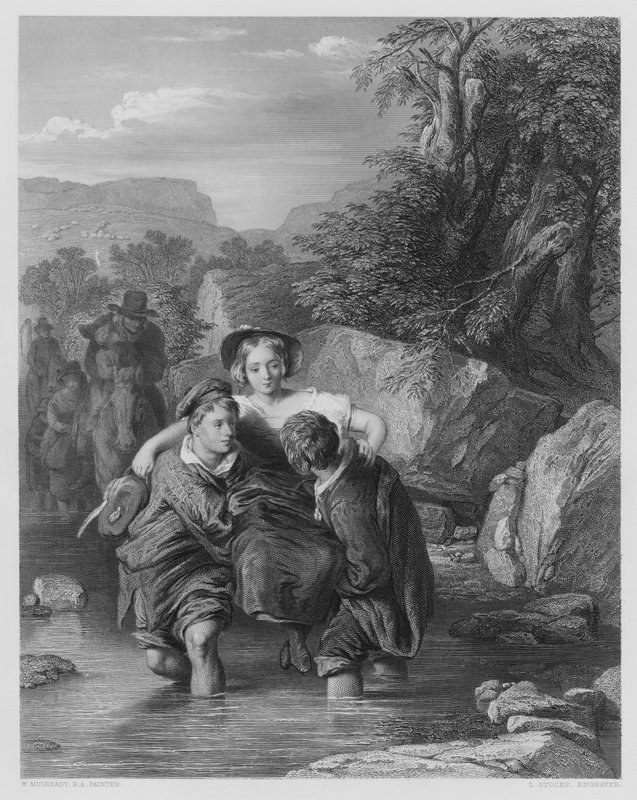 Crossing the Ford, från bilden i Vernon Gallery (gravyr) av William (after) Mulready