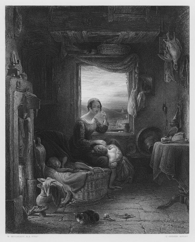 The Home-Expected, från bilden i Kungliga Samlingen (gravyr) av William (after) Mulready
