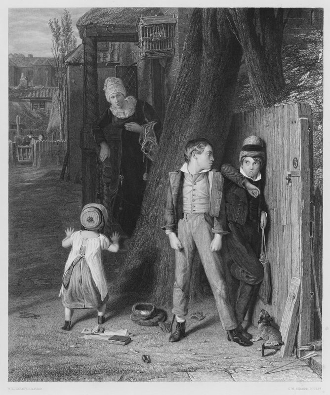 Vargen och lammet, från bilden i Kungliga Samlingen (gravyr) av William (after) Mulready