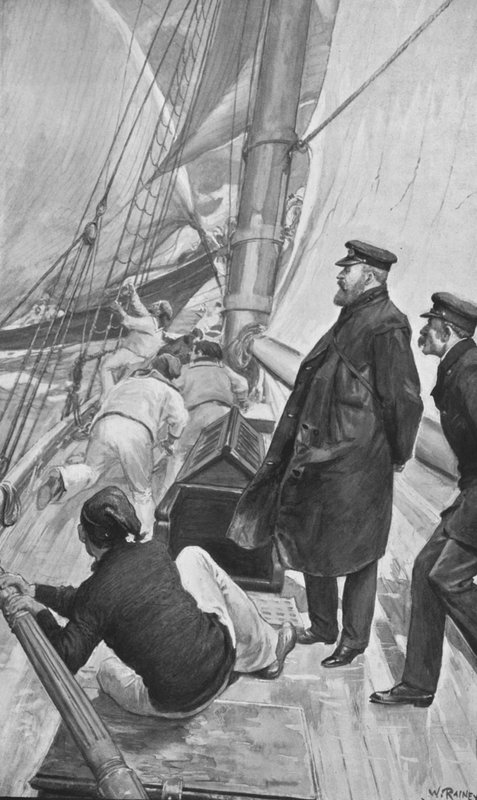 Kung Edward i en seglingsolycka vid Cowes av William (after) Rainey