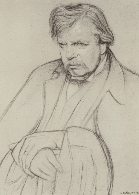 G K Chesterton (litho) av William (after) Rothenstein