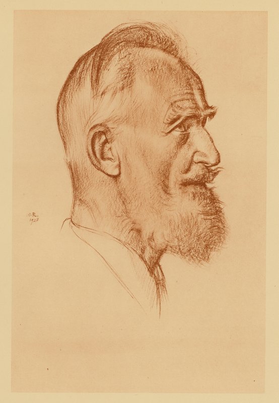 Porträtt av George Bernard Shaw (litografi) av William (after) Rothenstein