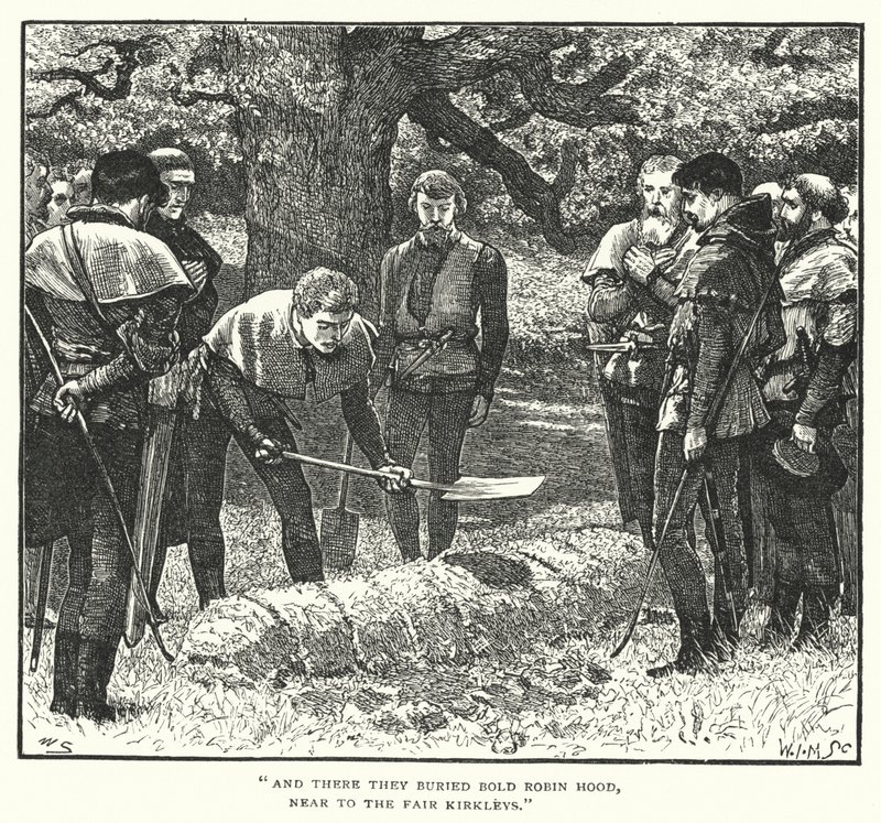 Robin Hoods död och begravning (gravyr) av William (after) Small