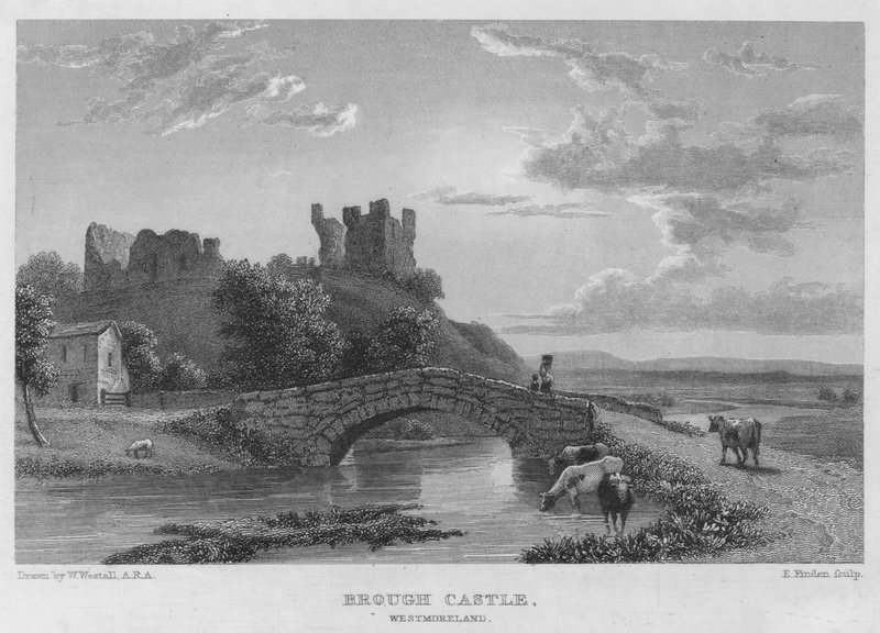 Brough Castle, Westmoreland (gravyr) av William (after) Westall