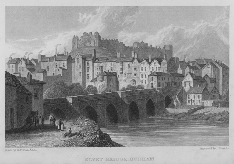 Elvet Bridge, Durham (gravyr) av William (after) Westall